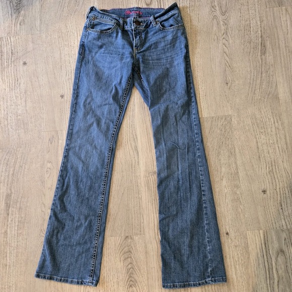 Wrangler Jeans 5/6 34 Blue Bootcut Western 10mwbrs Rhinestone Pink‎ Stitching - Picture 2 of 8